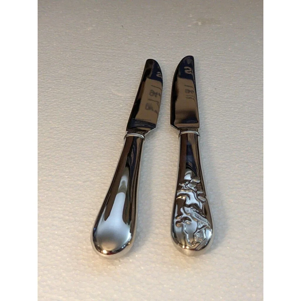 2 Reed & Barton Asian Birds French Hollow Dinner Knife 9 5/8